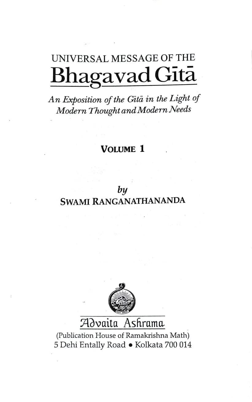 Universal Message of The Bhagavad Gita (Voume 1)