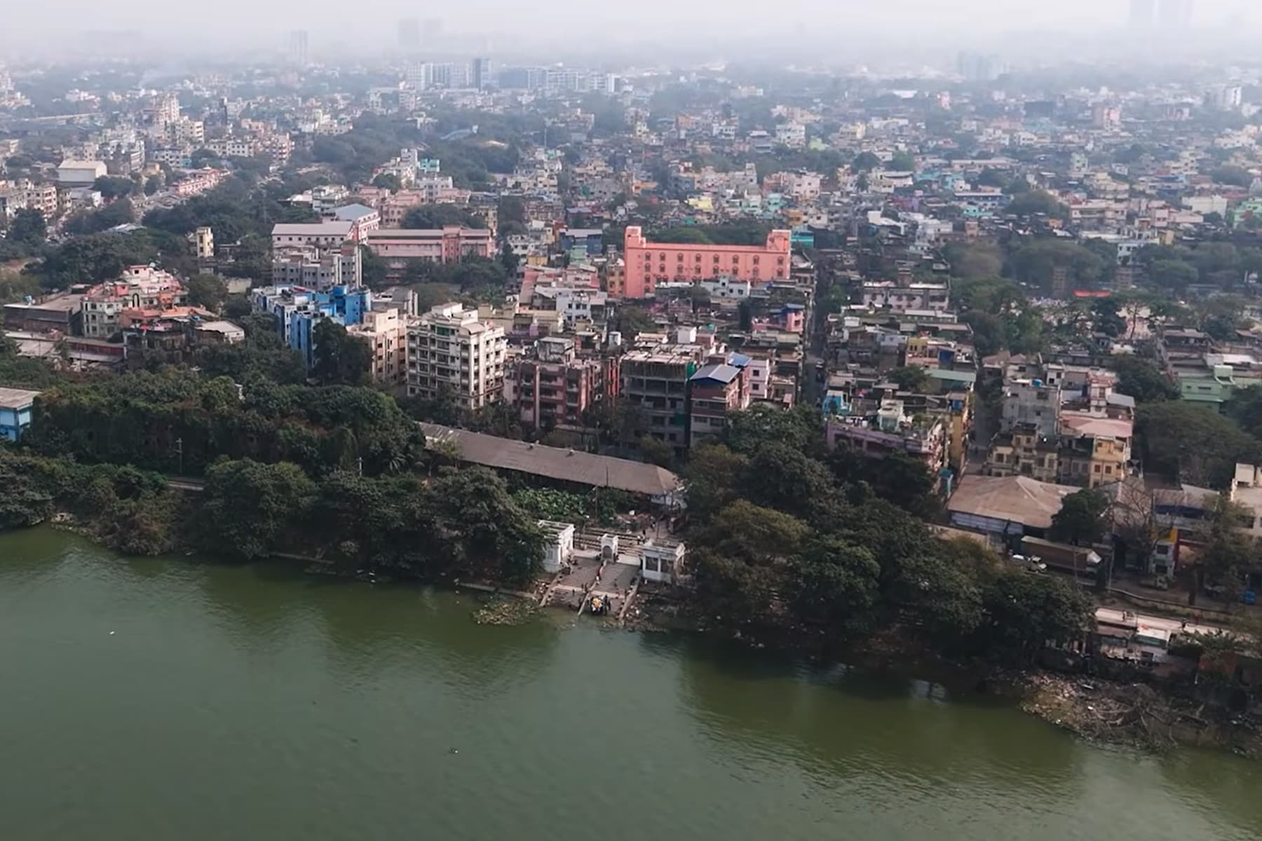 The Ganga riverfront at Bagbazar — the quiet that drew the monks to this quarter.
