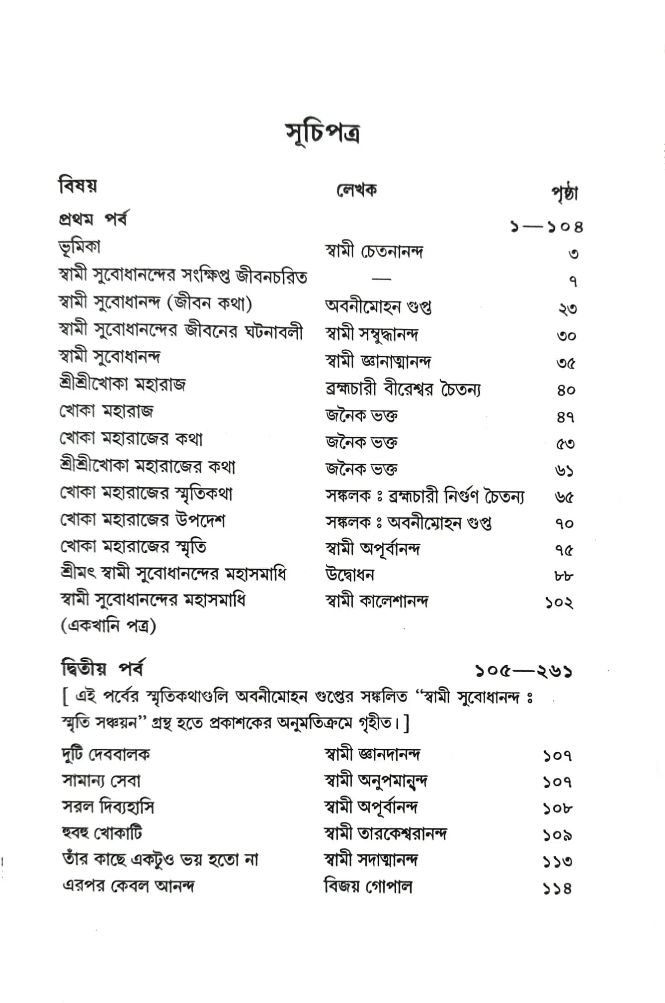 স্বামী সুবোধানন্দের স্মৃতিকথা